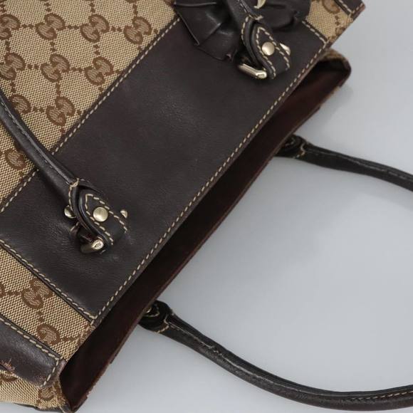 GUCCI GG Canvas Hand Bag Beige Gold 190247 Auth 98513 - Picture 6 of 16